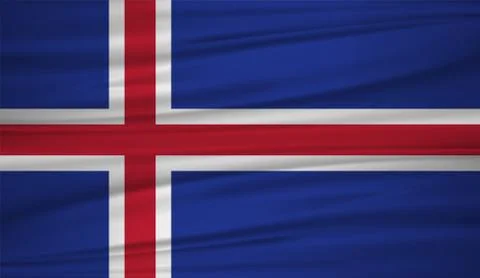Iceland flag vector. Vector flag of iceland blowig in the wind. EPS 10. Stock Illustration