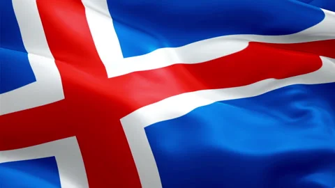 Iceland Flag Wave Loop waving in wind. Realistic Icelandic Flag background. Stock Footage 97702012