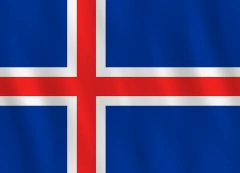 Iceland flag with waving effect, official proportion. Stock Illustration