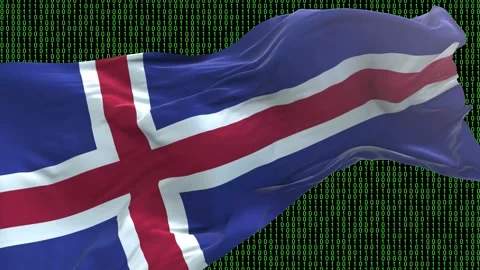 Iceland flag - Waving flag on matrix binary code background Stock Footage 321421255