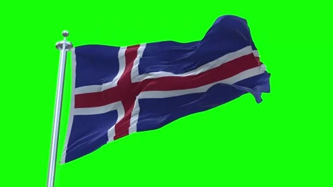 Iceland Flag Waving in Loopable and Textured green screen background Stock Footage 296876770