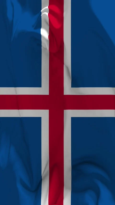 Iceland Flag Waving in Slow Motion Loop Animation, Vertical Format Stock Footage 337819615