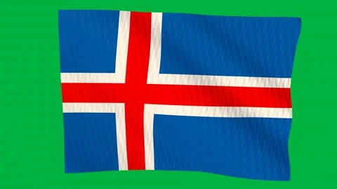 Iceland flag waving in the wind on a green screen Video stock 343131695