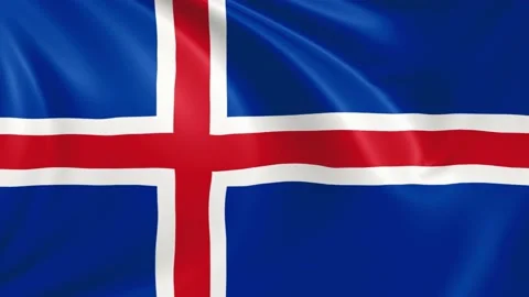 Iceland flag waving in the wind with high quality texture in 4K Vídeo Stock 130829170