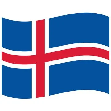 Iceland Flag on white background. waving Icelandic Flag. flat style. Stock Illustration