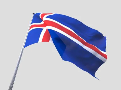 Iceland flying flag isolate on white background. Stock Illustration