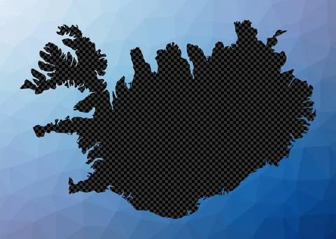 Iceland geometric map. Stencil shape of Iceland in low poly style. Powerful.. 스톡 일러스트