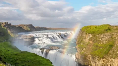 Iceland, Gullfoss Waterfall Timelapse Stock Footage 138243734