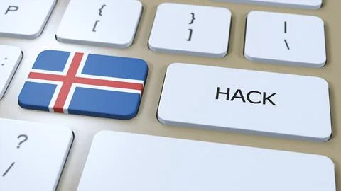 Iceland Hack of Country or Hacker Attack 3D Illustration. Country National Flag Stock Illustration