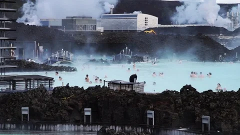 Iceland hot spring. pan right Stock Footage 78260135