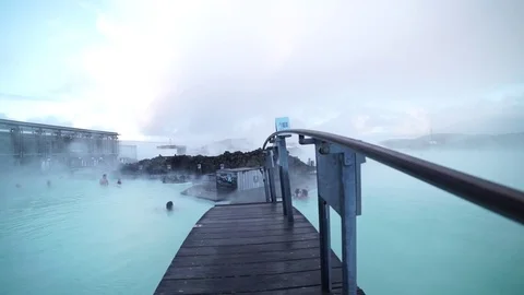 Iceland hot spring. Pov walking 2 Stock Footage