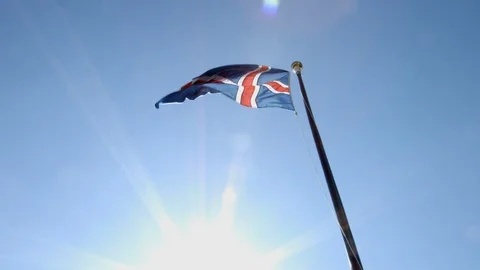 Iceland Icelandic Flag Stock Footage 119603549