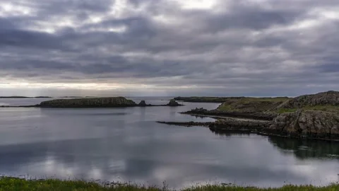Iceland Long Exposure Timelapse Clouds River Sea Water Stock-Footage 138307421
