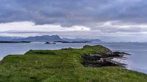 Iceland Long Exposure Timelapse Clouds River Water Sea Stock-Footage 138307436