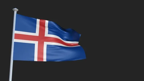 Iceland - Loopable 3D flag animation with Alpha Channel and Transparency for  스톡 동영상 91463756
