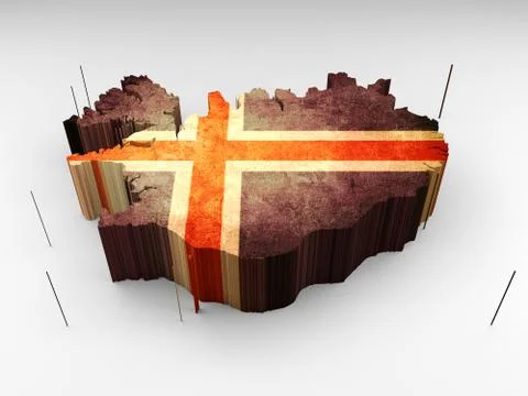 Iceland map 3d textured with an Icelandic flag Stock Illustration