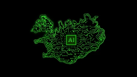 Iceland Map AI Chipset Technology Opener Stock Footage 337055857