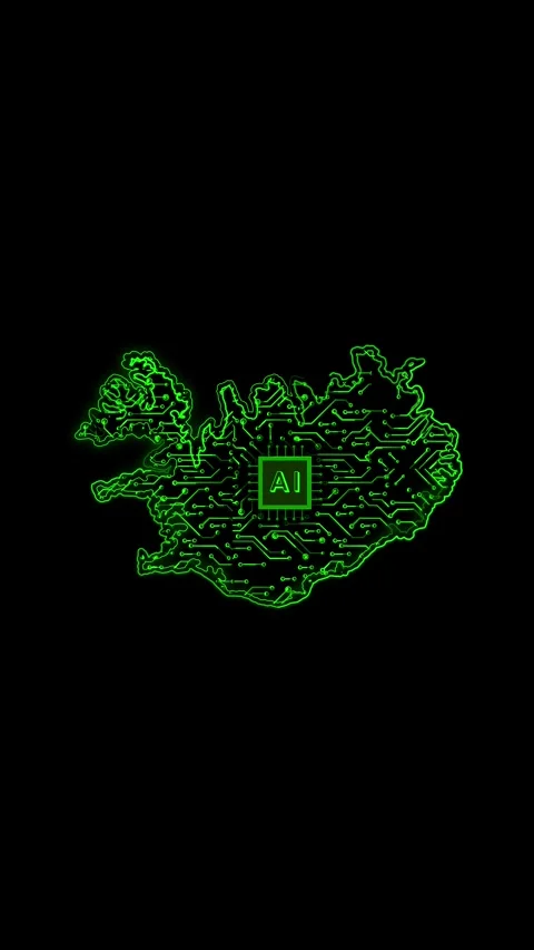 Iceland Map AI Chipset Technology Opener Stock Footage 337171739