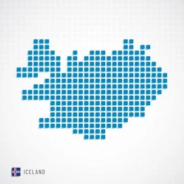 Iceland map and flag icon Illustrazione stock