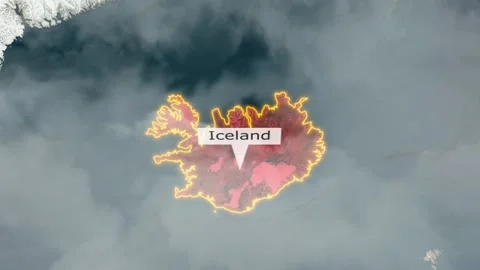 Iceland Map - Clouds Effect Stock Footage 267590916