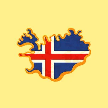 Iceland - Map colored with the flag Stock Illustration