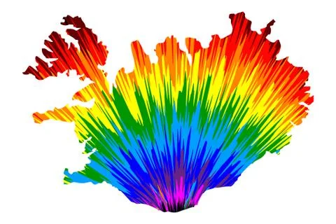 Iceland - map is designed rainbow abstract colorful pattern 스톡 일러스트