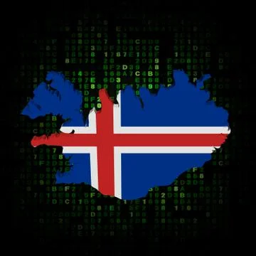 Iceland map flag on hex code illustration Stock Illustration