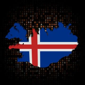 Iceland map flag on hex code illustration Stock Illustration