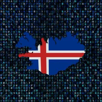 Iceland map flag on hex code illustration Stockillustratie
