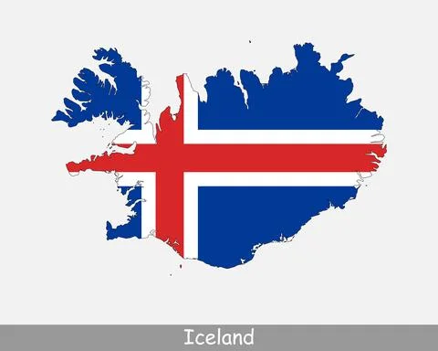 Iceland Map Flag Stock Illustration