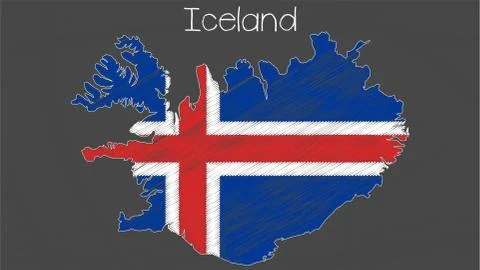 Iceland map-flag illustration Stock Illustration