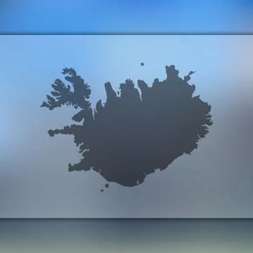 Iceland map. Vector silhouette of Iceland. Blurred background Stock Illustration