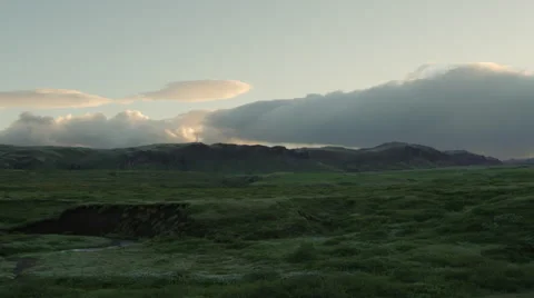 Iceland, Mountains Clouds Landscape - Sunset. Stock Footage 47883083
