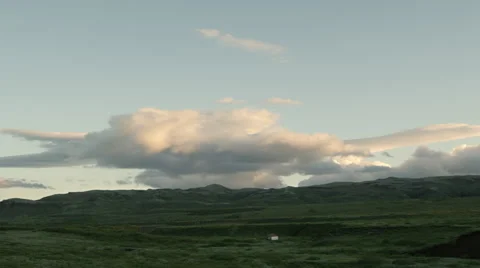 Iceland, Mountains Clouds Landscape - Sunset. Stock Footage 47883227