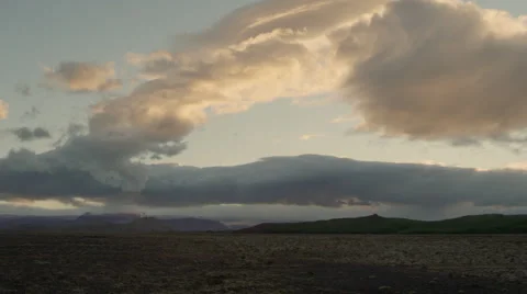 Iceland, Mountains Clouds Landscape - Sunset. Stock Footage 47883354