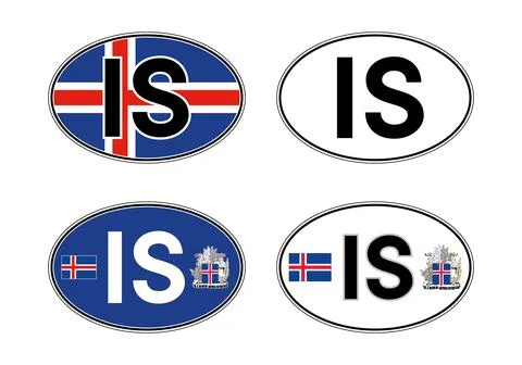 Iceland, oval international vehicle code sticker イラスト素材