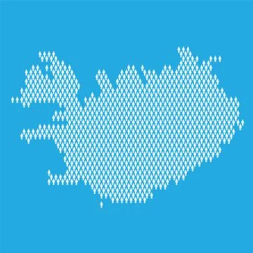 Iceland population. Statistic map made from stick figure people Illustrazione stock