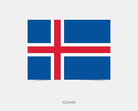 Iceland Rectangle flag icon with shadow. Illustrazione stock