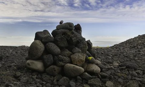 Iceland Rock Stacking Foto stock