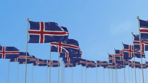 Iceland Row Of Flags 3D Animation Vídeo Stock 148698153
