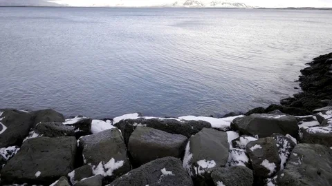 Iceland scenic landscape nature winter snow cold outside wonderland cold tourism Stock Footage