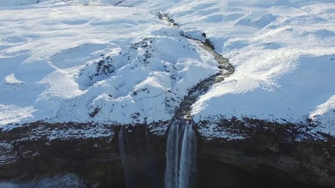 Iceland Seljalandsfoss in Winter Stock Footage 76048629