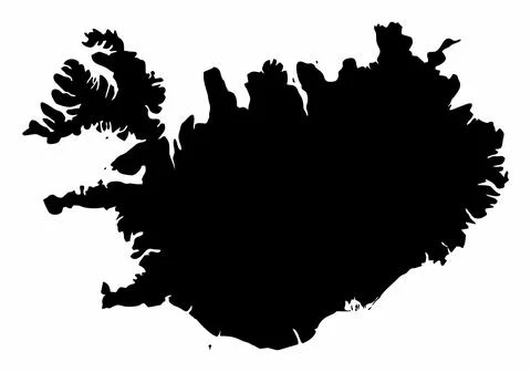 Iceland silhouette map Stock Illustration