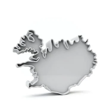 Iceland simple 3D map in white grey. 3D Rendering Illustrazione stock
