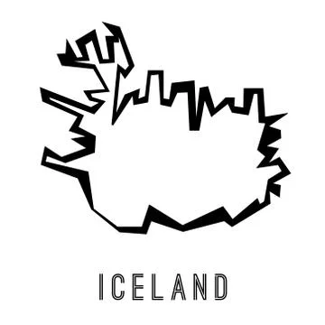 Iceland simple vector map outline - country shape sharp polygonal geometric s Stock Illustration
