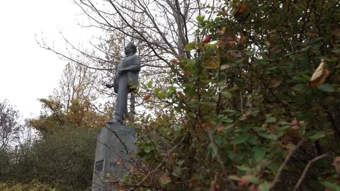 Iceland statue slider left Stock Footage 78260353