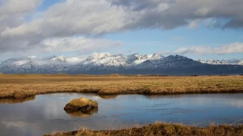 Iceland Time Lapse of Clouds Rolling By in the Countryside Stock Footage 85298094