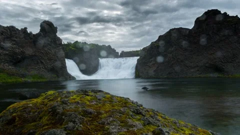 Iceland Timelapse Waterfall Stock Footage 153287171