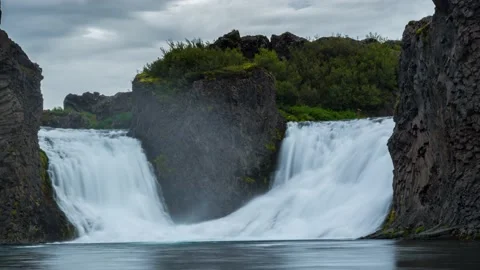 Iceland Timelapse Waterfall Stock Footage 153287178