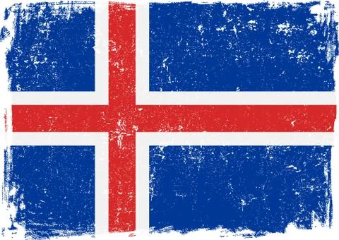 Iceland Vector Flag on White Stock Illustration